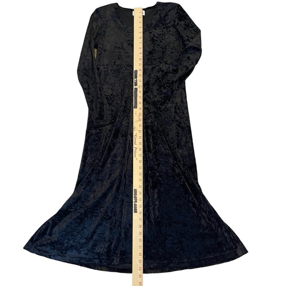 Teddi Black crushed Velvet Long Sleeve Sheath maxi Dress. Size SP. shoulder pads - Picture 5 of 11
